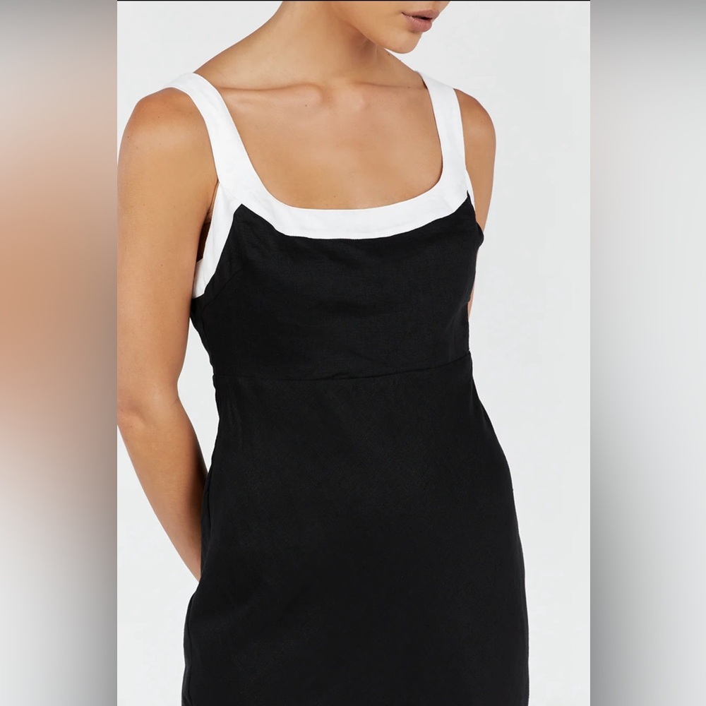 DISSH Black and White Linen Midi Dress - Picture 5 of 9